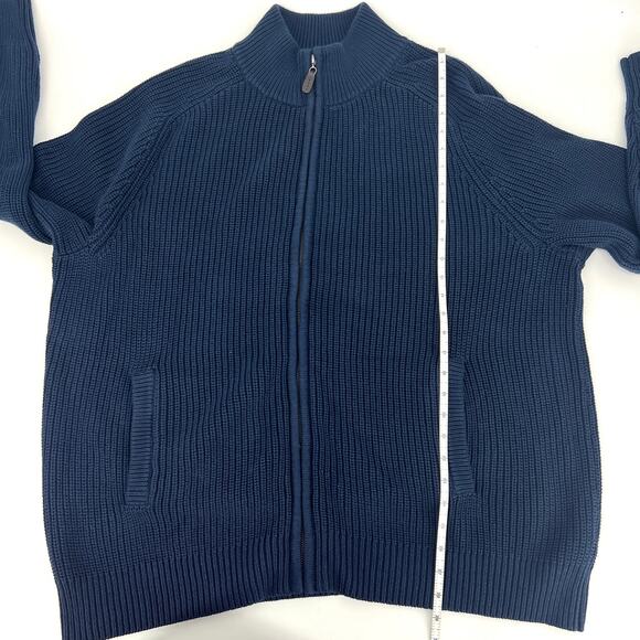 L.L. Bean Mens 100% Cotton Navy Cardigan Full Zip Sweater Pockets Size XL - Picture 4 of 8